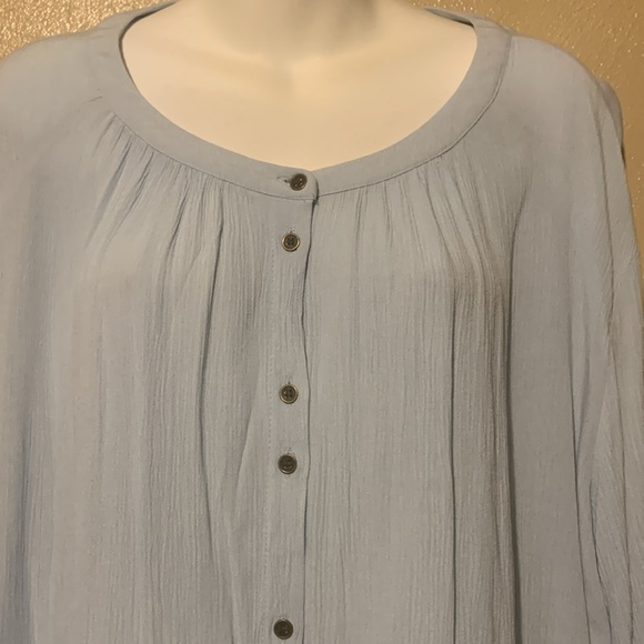 #43 A N A size XXL light blue top small mini brown buttons - Picture 3 of 4